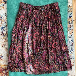 Vintage Random Sportswear Women Paisley Skirt Size M Elastic Waist Made In USA